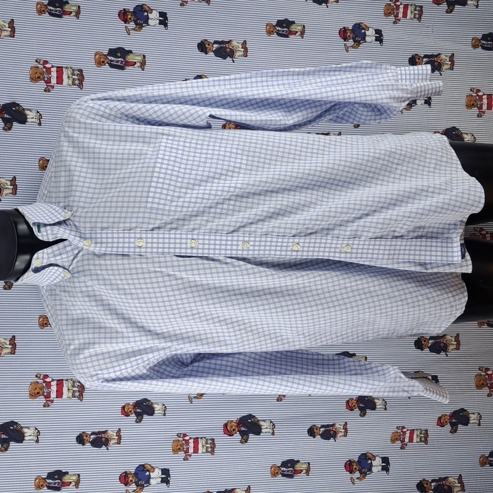 Y2K Tommy Hilfiger American Classic button-up dress casual plaid shirt 15.5 - Picture 2 of 6